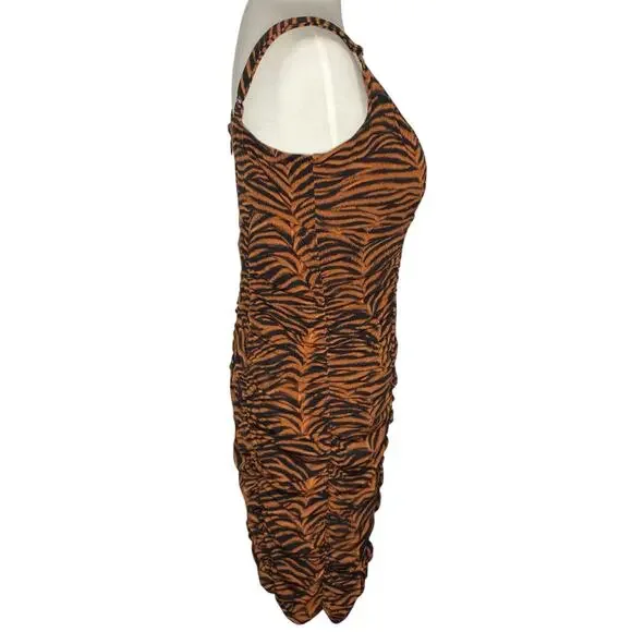 Torrid Studio Knit Shirred Bodycon Dress Brown Tiger Print 14 16 1X NWT Clubwear - Picture 8 of 16